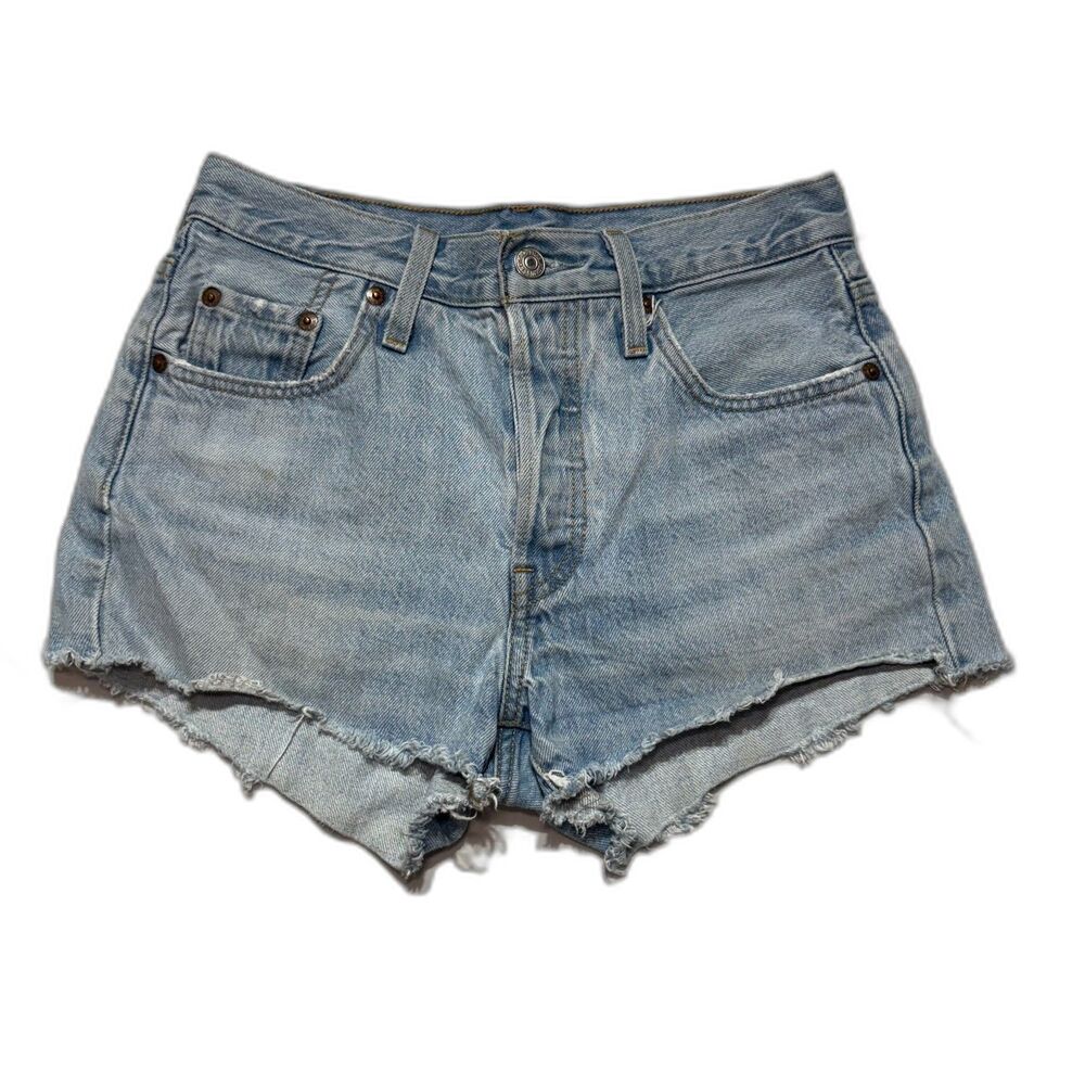 Levi's 501 Cutoff Jean Shorts 25 Light Wash High Rise Raw Hem Button Fly